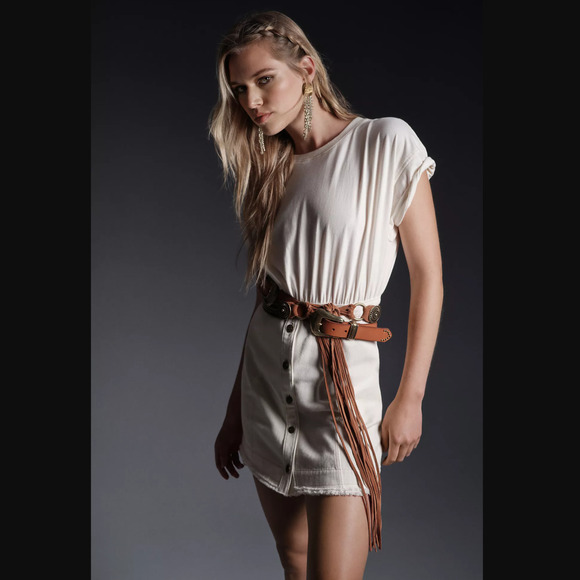 Anthropologie Pilcro Denim Skirt & Knit Tee Twofer - NEW - Plus 18W - Picture 2 of 5